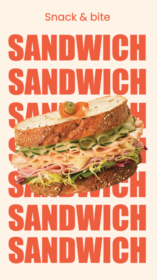 Sandwich poster template for snack and bite digital signage
