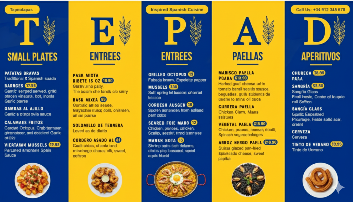 Digital menu boards for restaurants in Barcelona, Spain